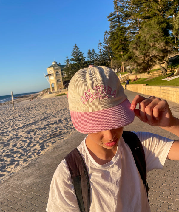 baby-pink-and-white-corduroy-surf-hat-saltura-sunset